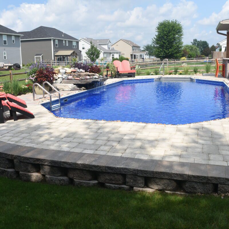 Custom pool and patio landscape design in Toledo OH